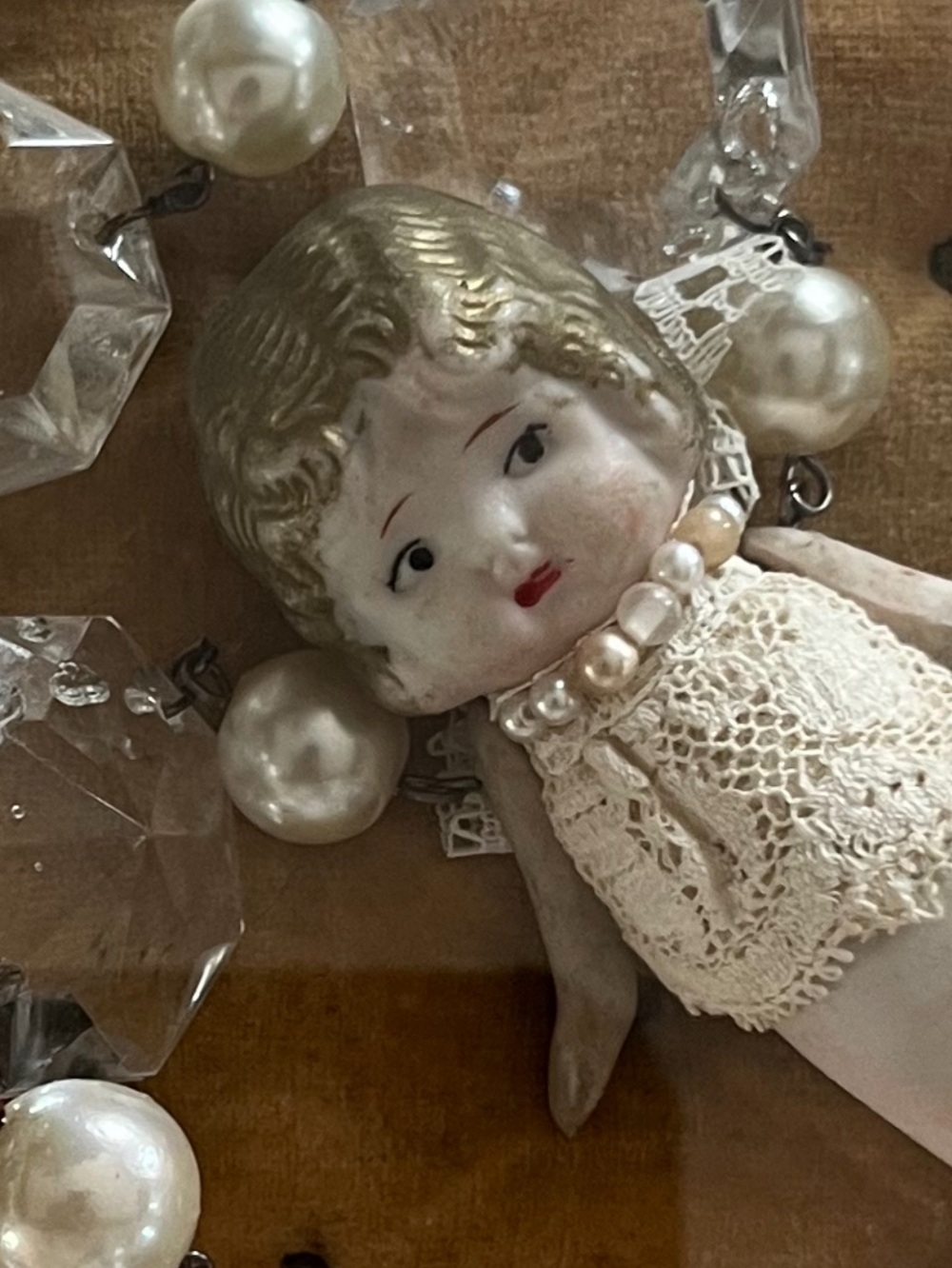 NECKLACE VINTAGE DOLL chandelier crystals Handcrafted wear or use as decor - Picture 14 of 16
